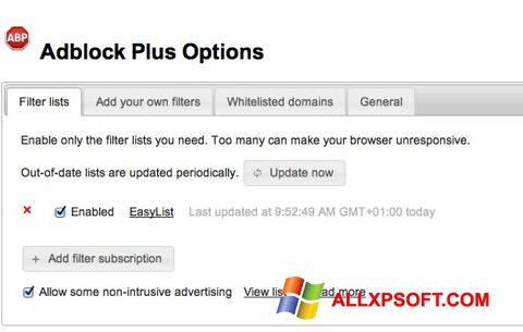 Posnetek zaslona Adblock Plus Windows XP