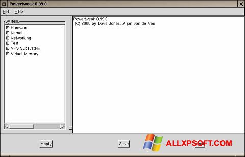 Posnetek zaslona PowerTweak Windows XP