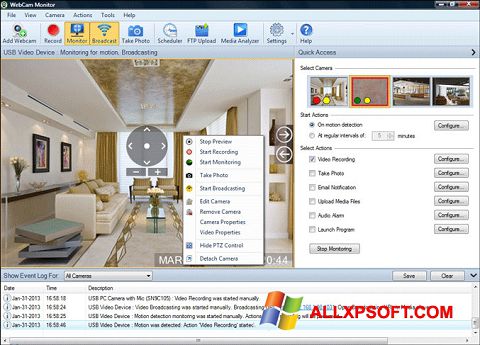 Posnetek zaslona WebCam Monitor Windows XP