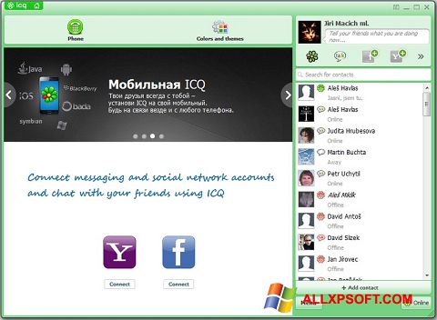 Posnetek zaslona ICQ Windows XP