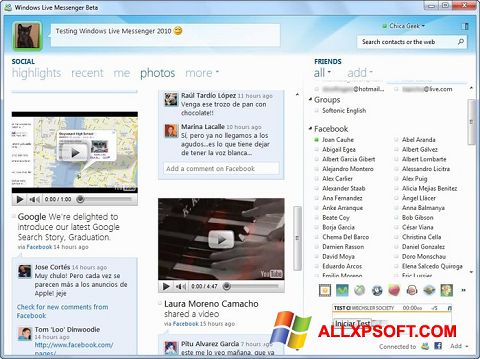 Posnetek zaslona Windows Live Messenger Windows XP