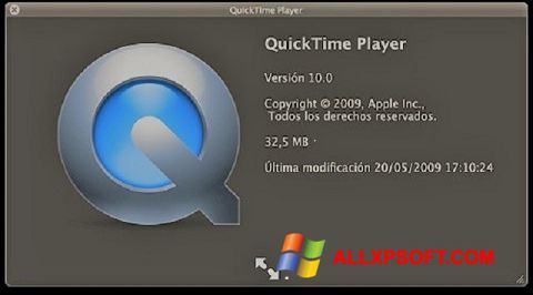 Posnetek zaslona QuickTime Windows XP