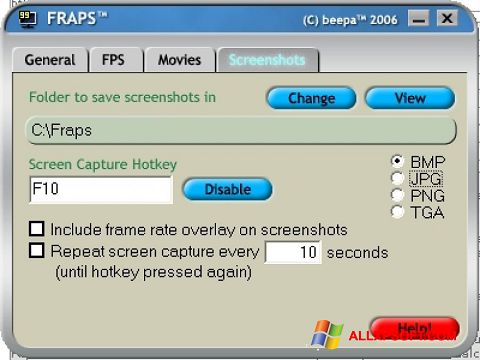 Posnetek zaslona Fraps Windows XP