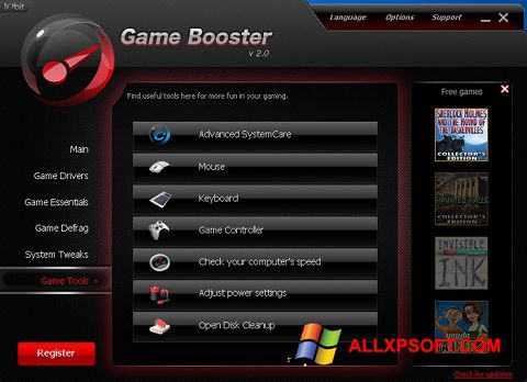 Posnetek zaslona Game Booster Windows XP