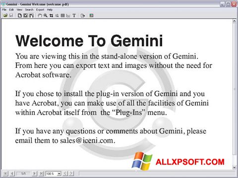 Posnetek zaslona Gemini Windows XP
