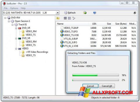 Posnetek zaslona IsoBuster Windows XP