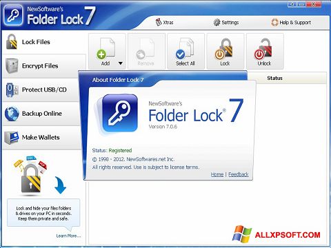 Posnetek zaslona Folder Lock Windows XP