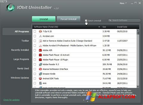 Posnetek zaslona IObit Uninstaller Windows XP