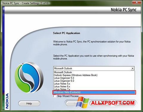 Posnetek zaslona Nokia PC Suite Windows XP