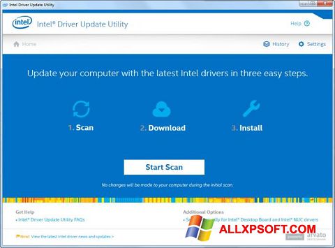 Posnetek zaslona Intel Driver Update Utility Windows XP