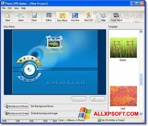 Posnetek zaslona DVD Maker Windows XP