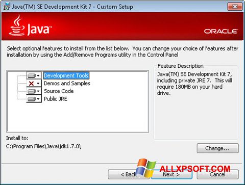 Posnetek zaslona Java Development Kit Windows XP