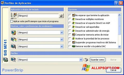 Posnetek zaslona PowerStrip Windows XP