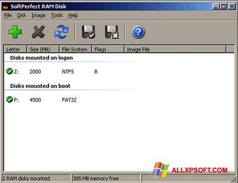 Posnetek zaslona SoftPerfect RAM Disk Windows XP