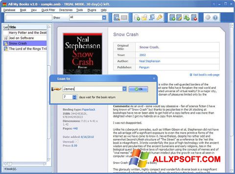 Posnetek zaslona All My Books Windows XP
