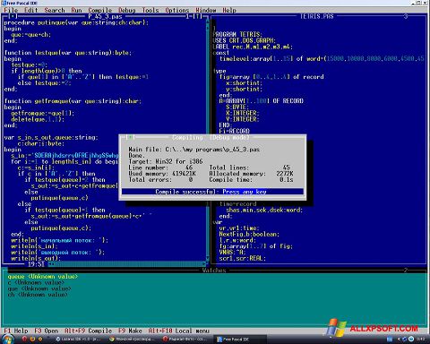 Posnetek zaslona Free Pascal Windows XP