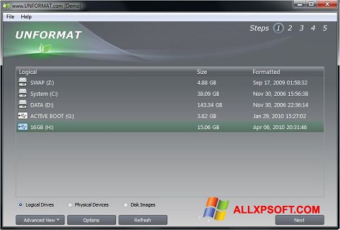 Posnetek zaslona UNFORMAT Windows XP