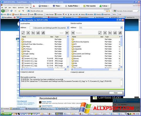 Posnetek zaslona TeamViewer Windows XP