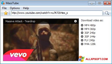 Posnetek zaslona MassTube Windows XP