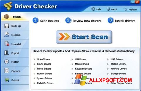 Posnetek zaslona Driver Checker Windows XP