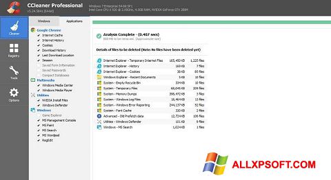Posnetek zaslona CCleaner Professional Plus Windows XP