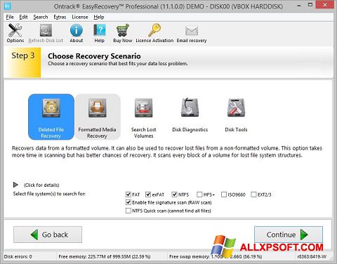 Posnetek zaslona EasyRecovery Professional Windows XP