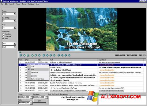 Posnetek zaslona Subtitle Workshop Windows XP