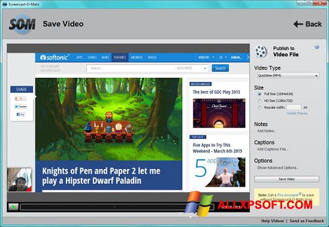 Posnetek zaslona Screencast-O-Matic Windows XP