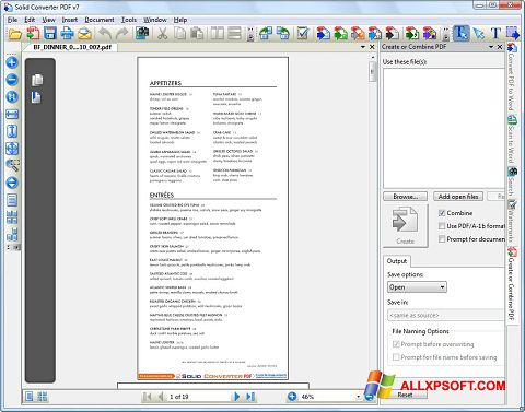 Posnetek zaslona Solid Converter PDF Windows XP