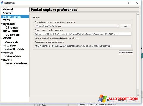 Posnetek zaslona Wireshark Windows XP