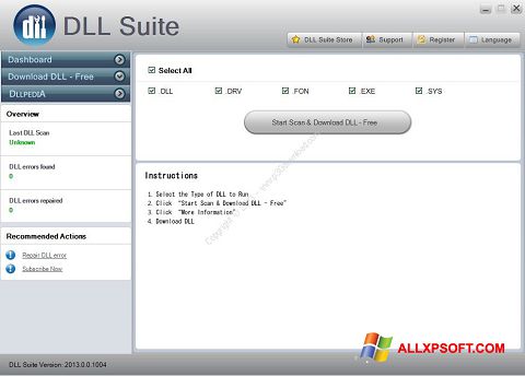 Posnetek zaslona DLL Suite Windows XP