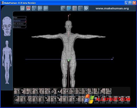 Posnetek zaslona MakeHuman Windows XP
