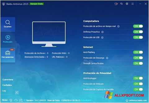 Posnetek zaslona Baidu Antivirus Windows XP