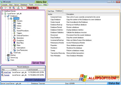 Posnetek zaslona InterBase Windows XP