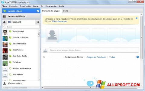 Posnetek zaslona Skype Beta Windows XP