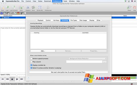 Posnetek zaslona Express Scribe Windows XP