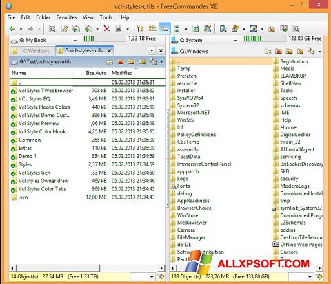 Posnetek zaslona FreeCommander Windows XP
