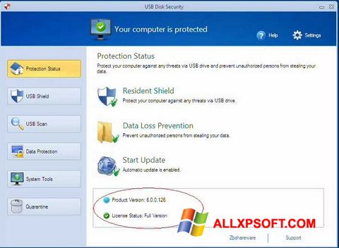 Posnetek zaslona USB Disk Security Windows XP