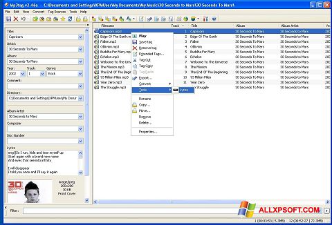 Posnetek zaslona Mp3tag Windows XP