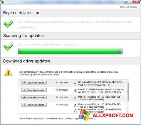 Posnetek zaslona Device Doctor Windows XP
