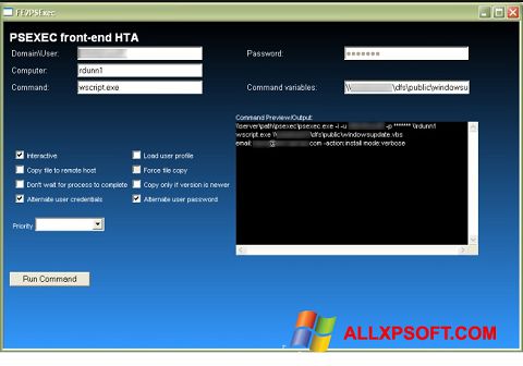 Posnetek zaslona PsExec Windows XP