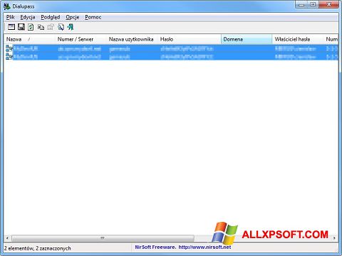Posnetek zaslona Dialupass Windows XP
