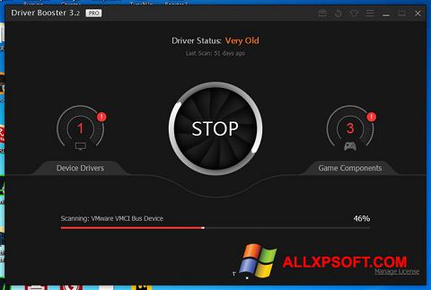 Posnetek zaslona Driver Booster Windows XP