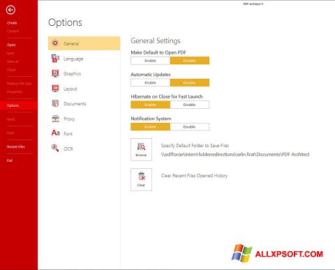 Posnetek zaslona PDF Architect Windows XP