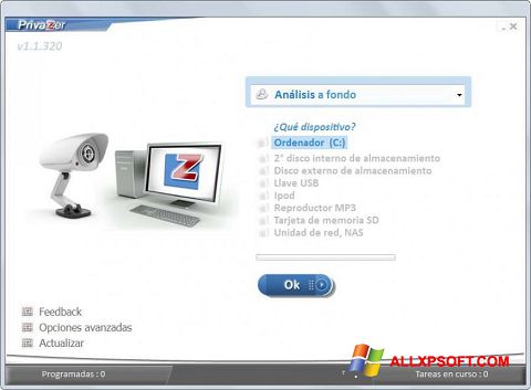 Posnetek zaslona PrivaZer Windows XP