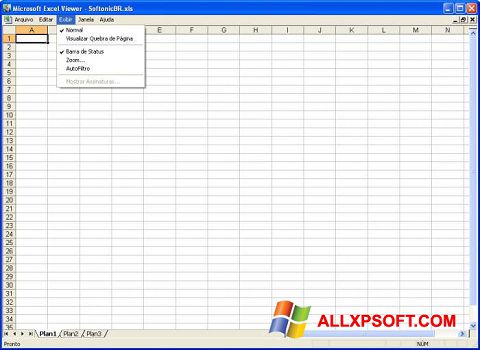 Posnetek zaslona Excel Viewer Windows XP