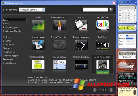 Posnetek zaslona Google Desktop Windows XP