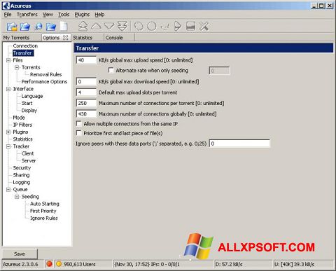 Posnetek zaslona Vuze Windows XP