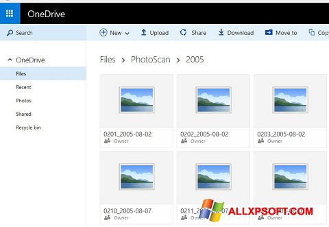 Posnetek zaslona OneDrive Windows XP