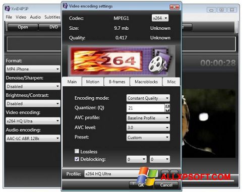 Posnetek zaslona XviD4PSP Windows XP